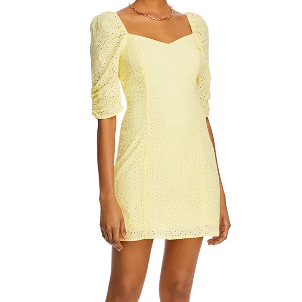 Puff-Sleeve Eyelet Mini Dress